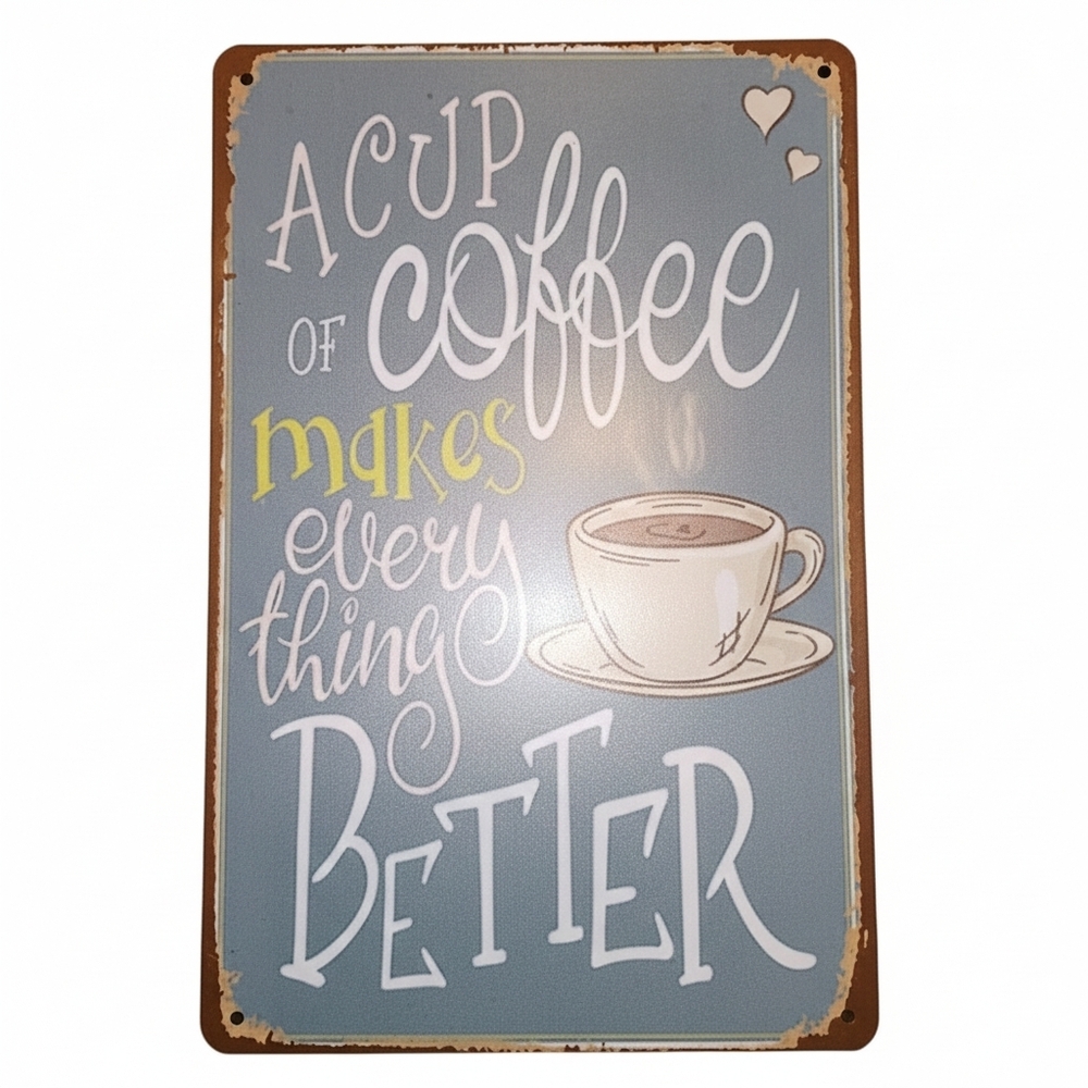 Decorative Coffee Sign - Blue and White